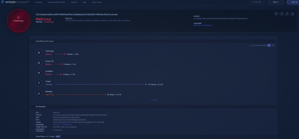 Intezer Analyze™ system.