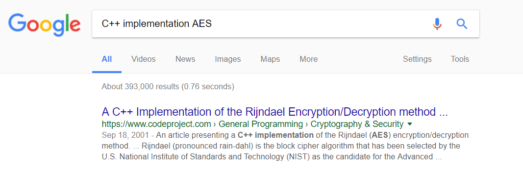 C++ Implementation AES