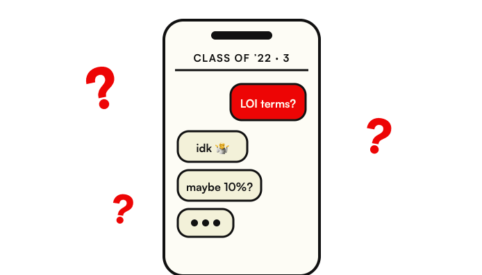 Group text with classmates guessing at LOI terms