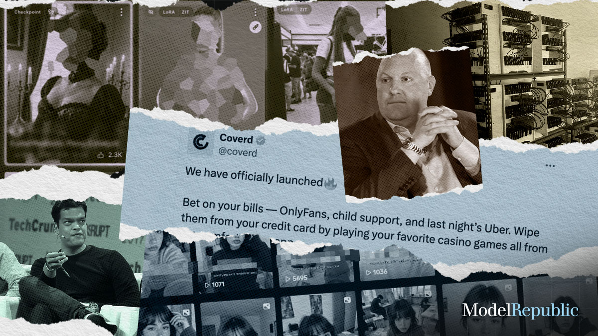 Collage of digital content and political imagery, suggesting media influence and information control in public discourse.