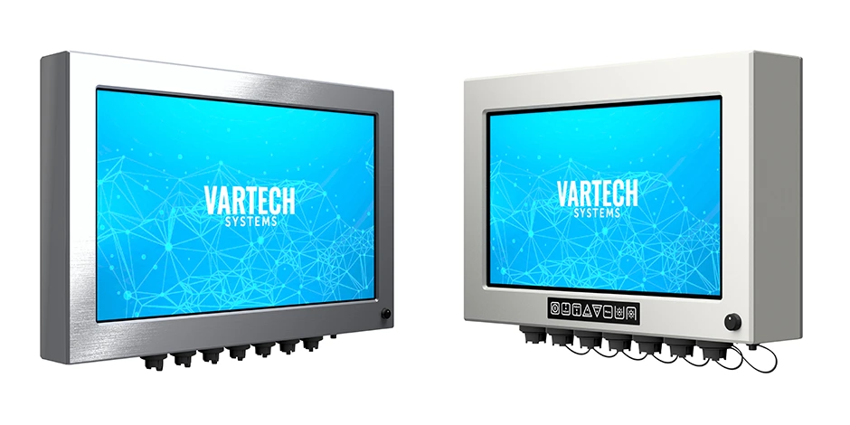 A pair of renderings of a ToughStation 24" fully sealed computer and 15.6" monitor