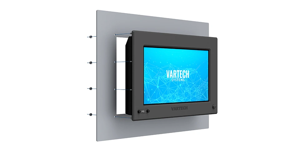 17.3" DiamondVue computer by VarTech Systems shown with panel mounting with studs