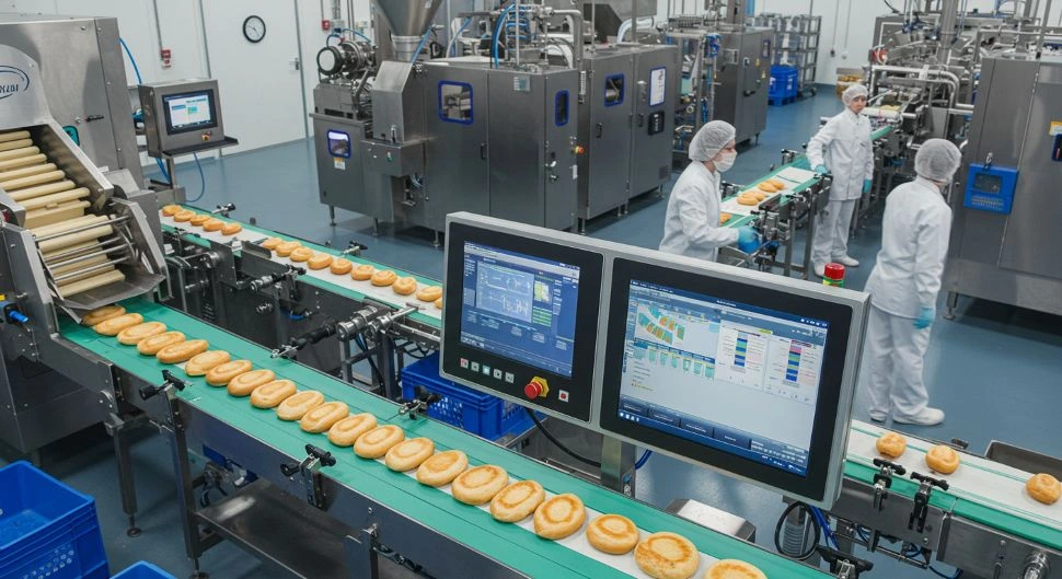 Industrial computers being used as an operator interface in a food processing facility