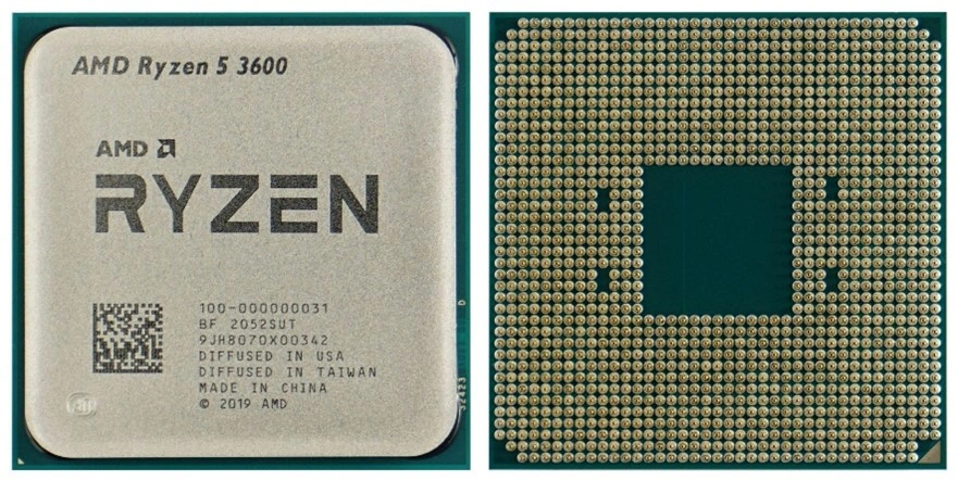 A CPU with socket holes and a notched corner.