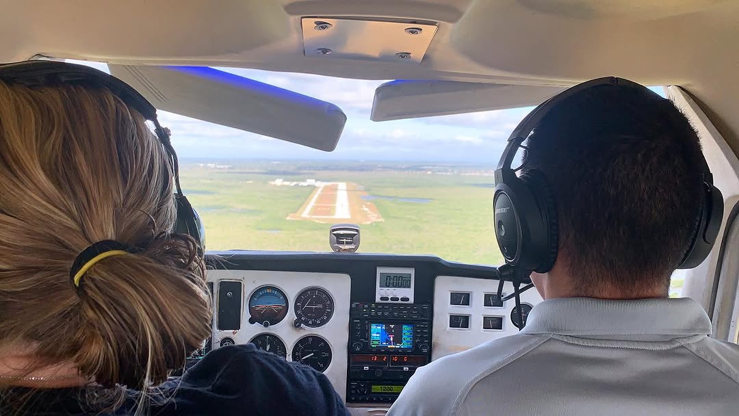 CFTAR instructor and student on final approach to the runway at Marco Island Executive Airport
