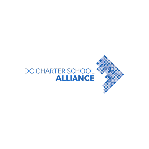 DC Charter School Alliance logo with mosaic arrow pointing right.