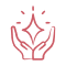 Respire Education | Line art of two hands holding a spark or shining star above them.