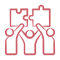 Respire Education | Four raised hands with puzzle pieces above them, symbolizing teamwork or collaboration.