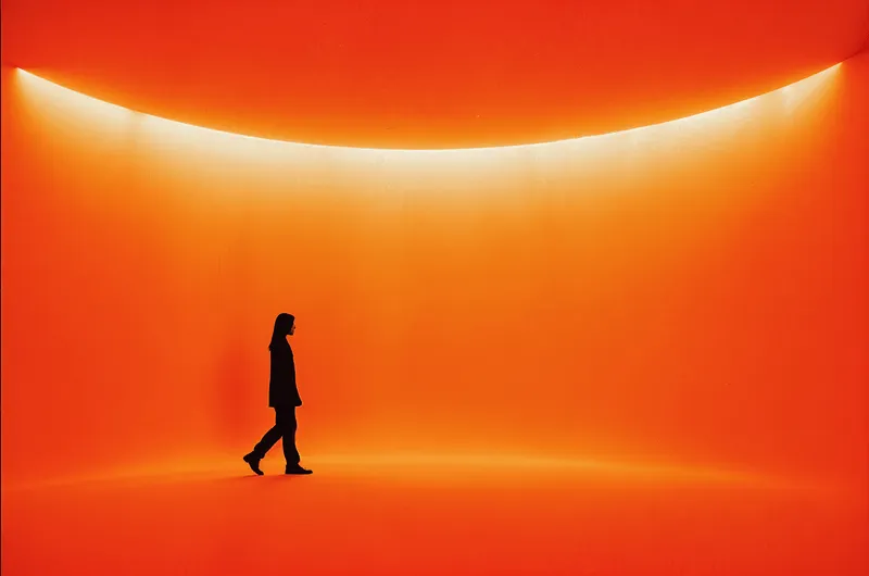 woman in blue background