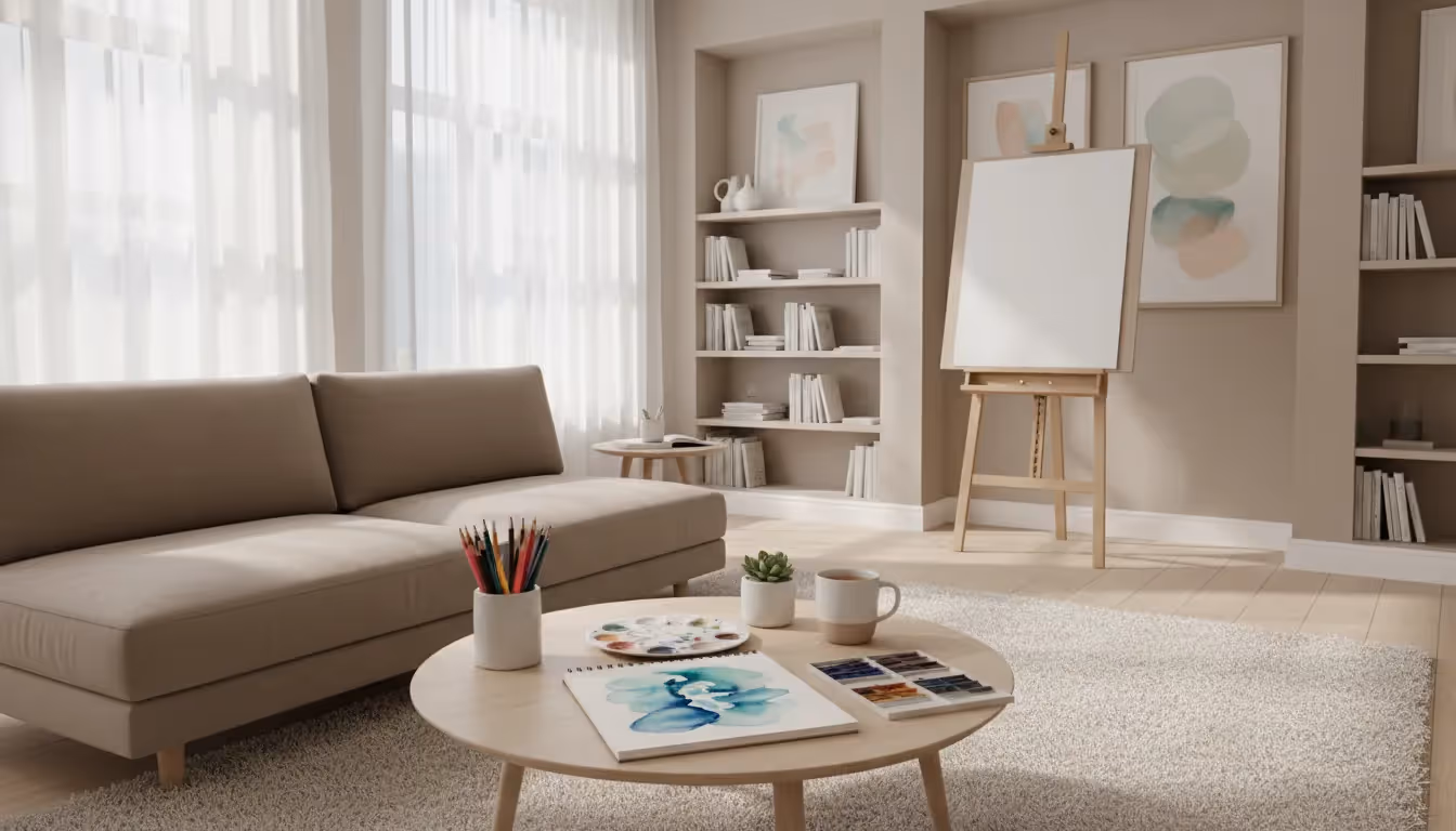 Art therapy for adults Virginia materials in a calm therapy office