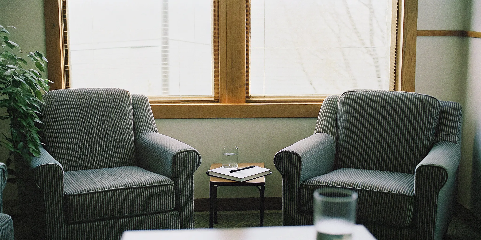Calm therapy office prepared for an EMDR session