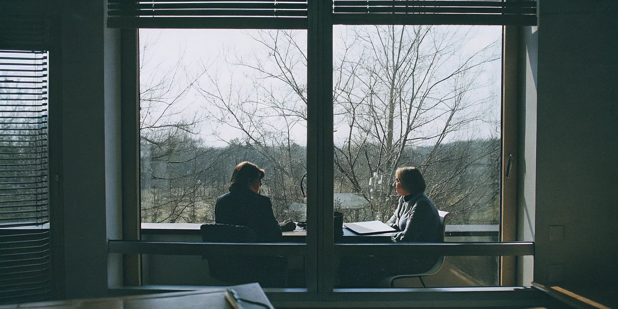 Clinician conducting a psychological evaluation for immigration court in a calm office
