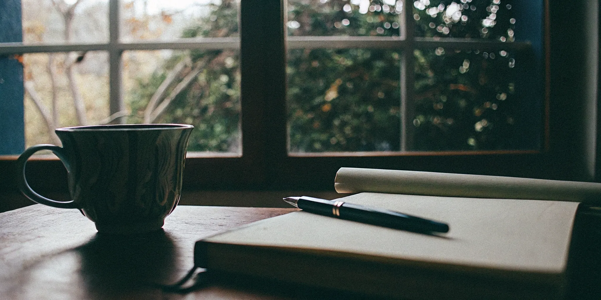 Journal and pen on a therapist desk in a calm counseling office