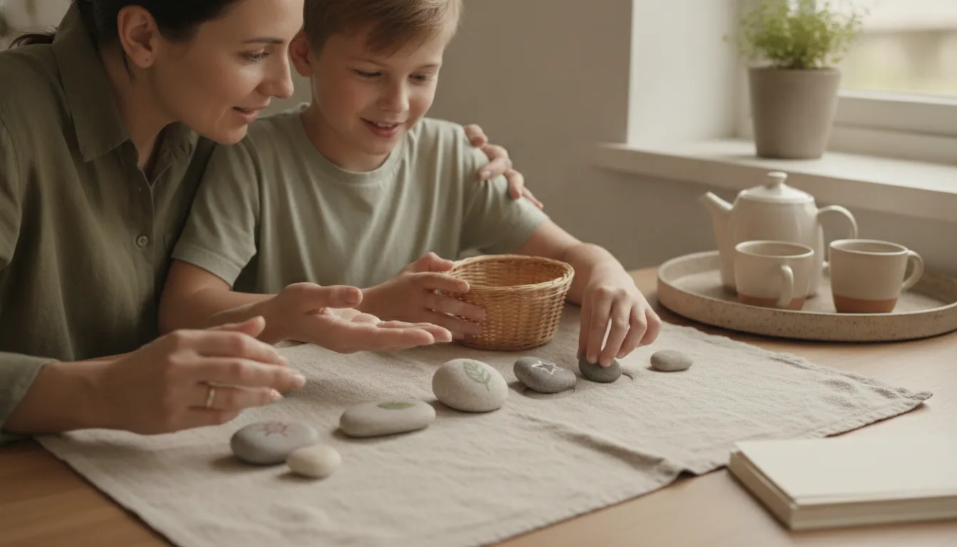 Parent and child practicing a predictable home routine together