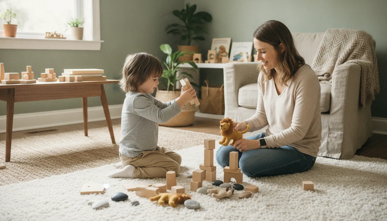 Child and therapist engaged in child centered play therapy