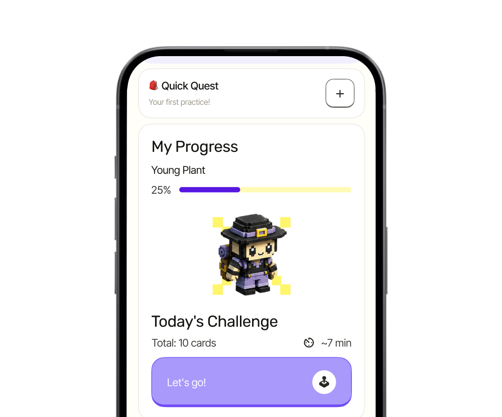 Step 2: Progress Builds - your child completes gamified flashcards and builds streaks