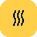 Icône jaune avec trois lignes ondulées verticales noires symbolisant la chaleur.