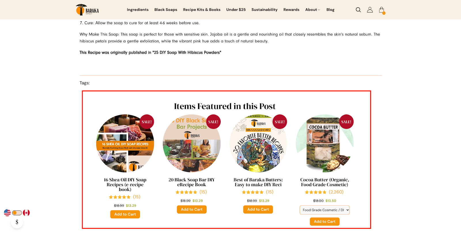 featured products shown in blog post