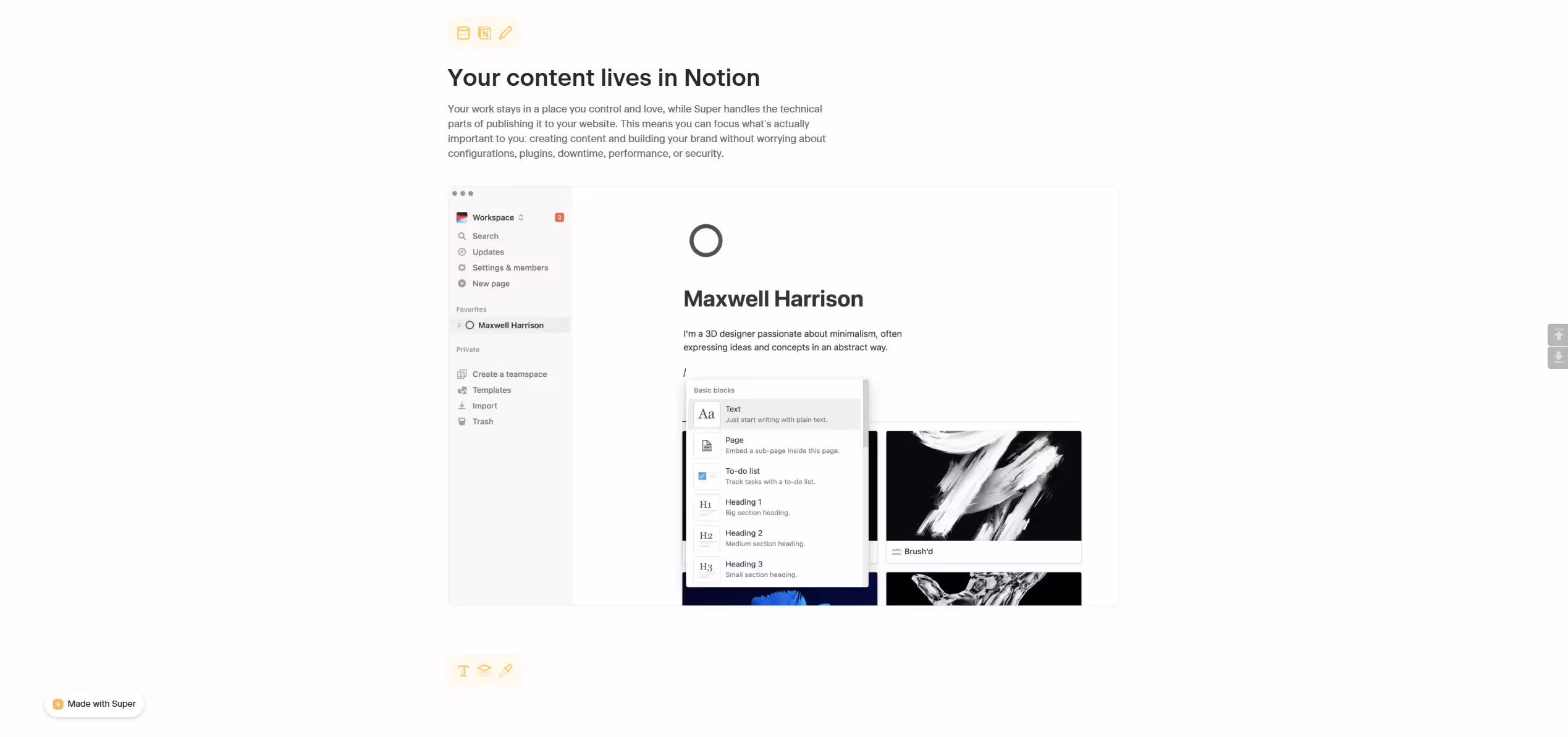 Super.so html to webflow project image