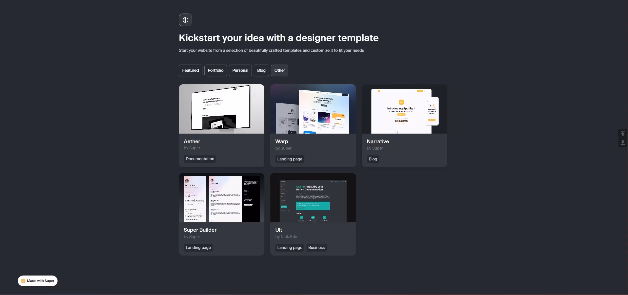 Super.so html to webflow project image