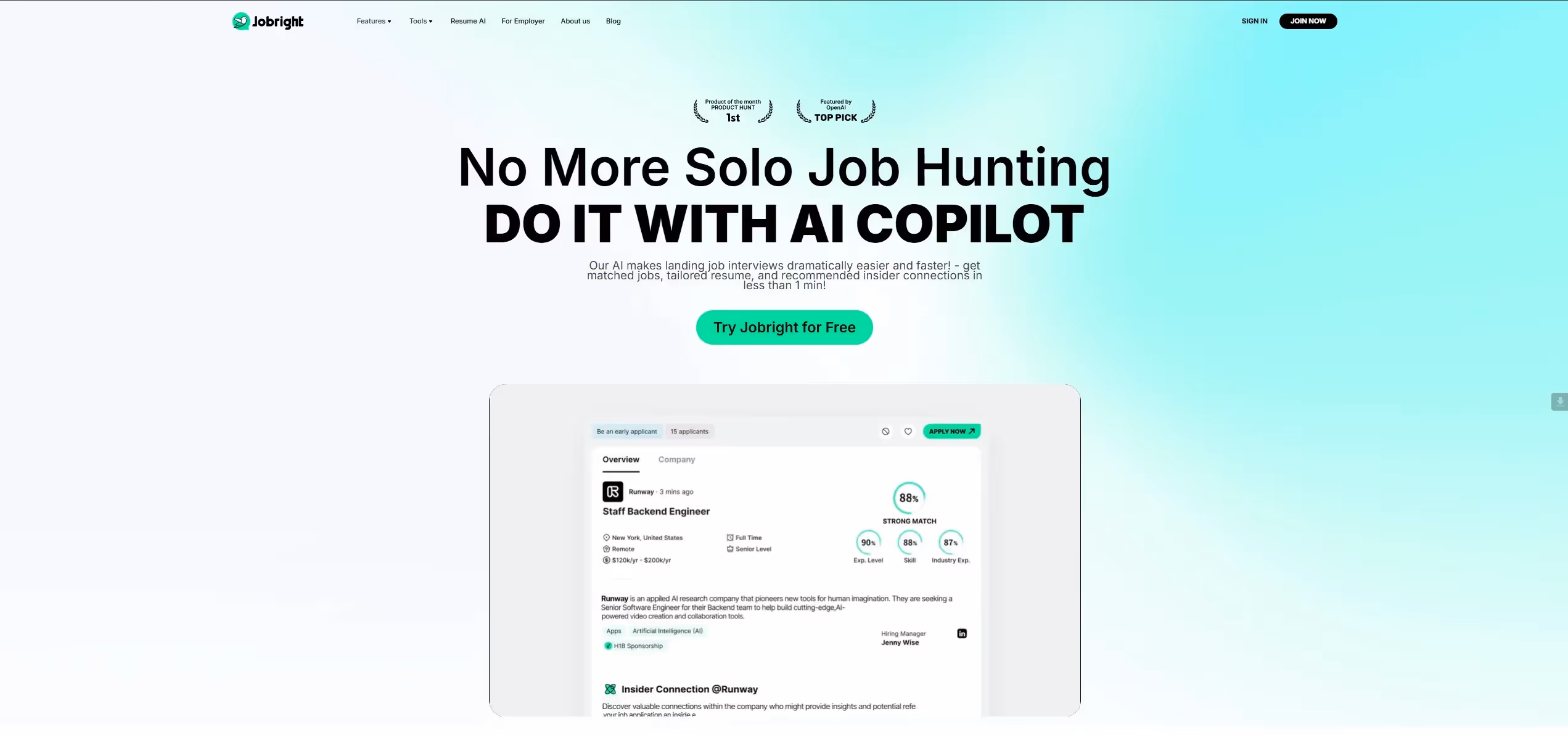Jobright html to webflow project image