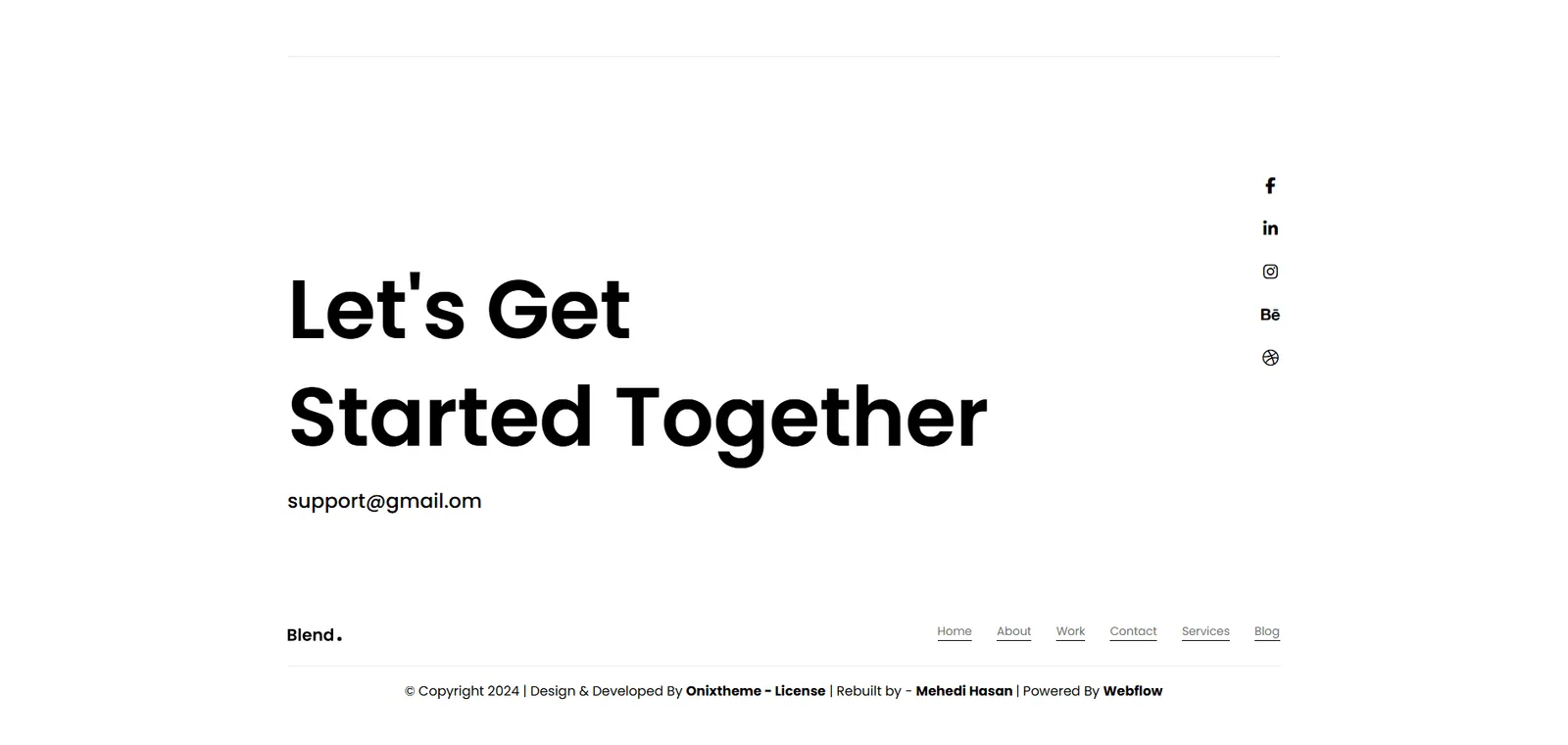 Blend webflow template customization project