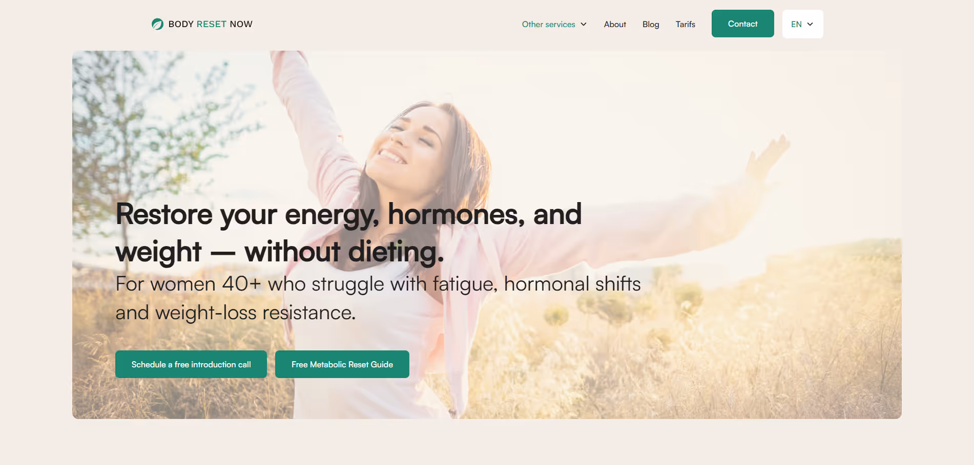 Body Reset Now webflow edit and customization project image