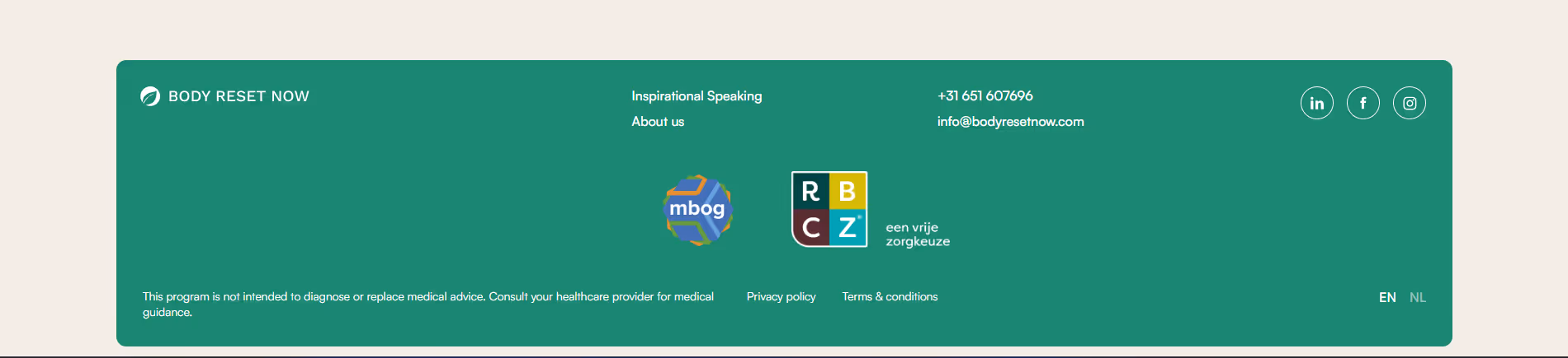 Body Reset Now webflow edit and customization project image