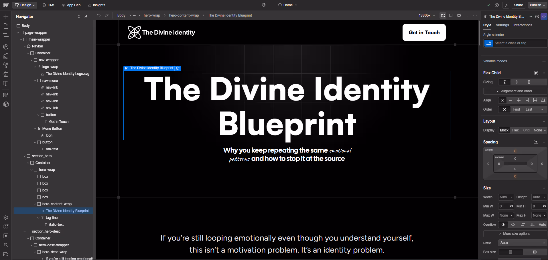 The Divine Identity Blueprint figma to webflow project image