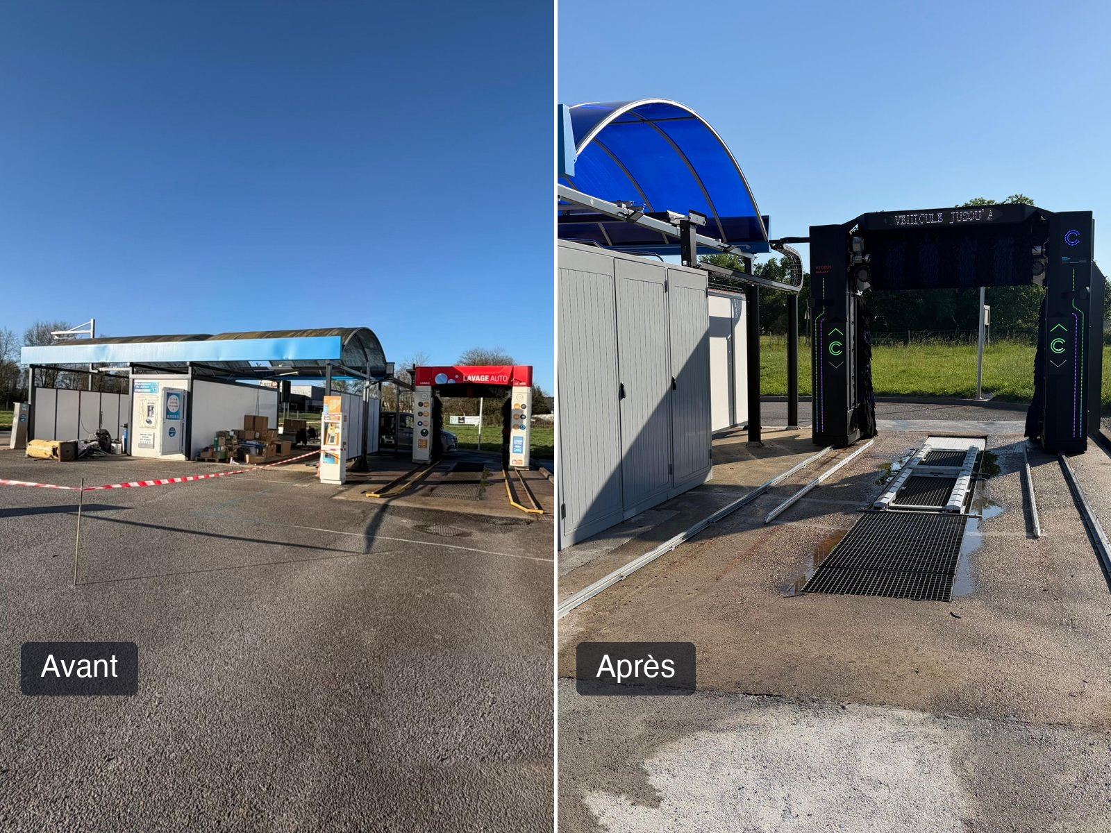 Station de lavage de Plélan-le-Grand avant et après rénovation