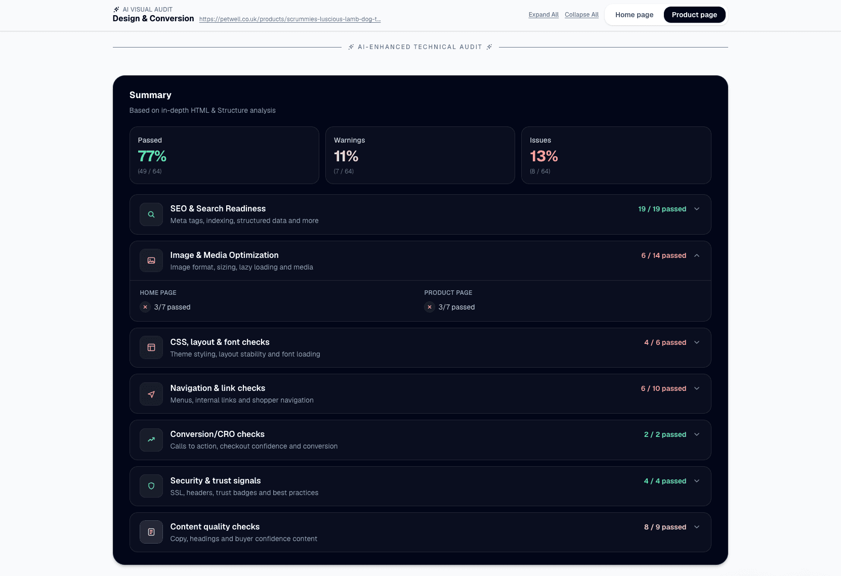 EcomAudit audit findings and report placeholder