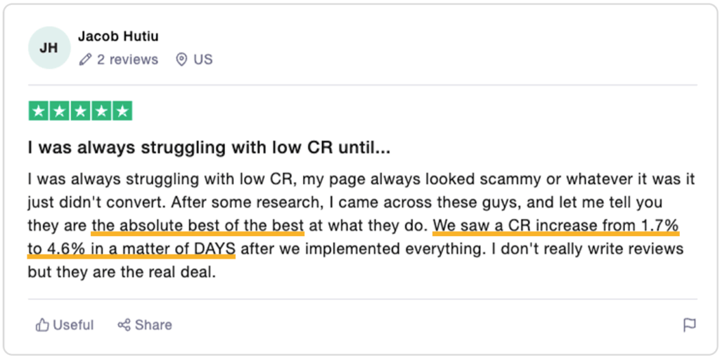Conversion rate from 1.7% to 4.6%