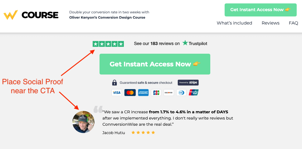 Social proof as CTA buffers