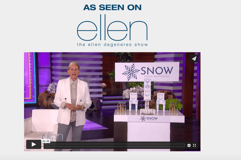 Snow teeth whitening product appeared on Ellen