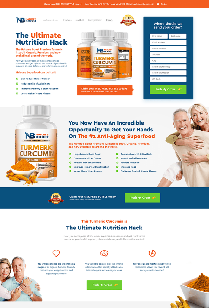 Dedicated Landing Page made for Nature's Boost by Landing Page Guys