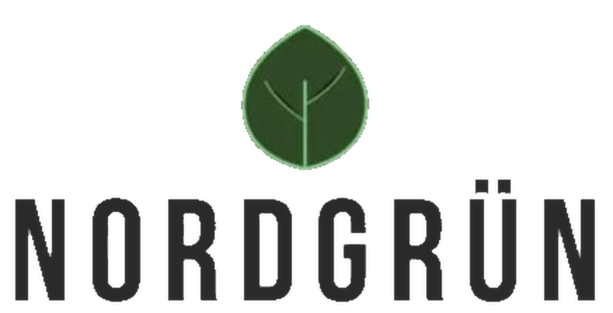 Green leaf icon above the word NORDGRÜN in bold black letters.