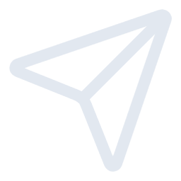 Simple white paper airplane icon on transparent background.