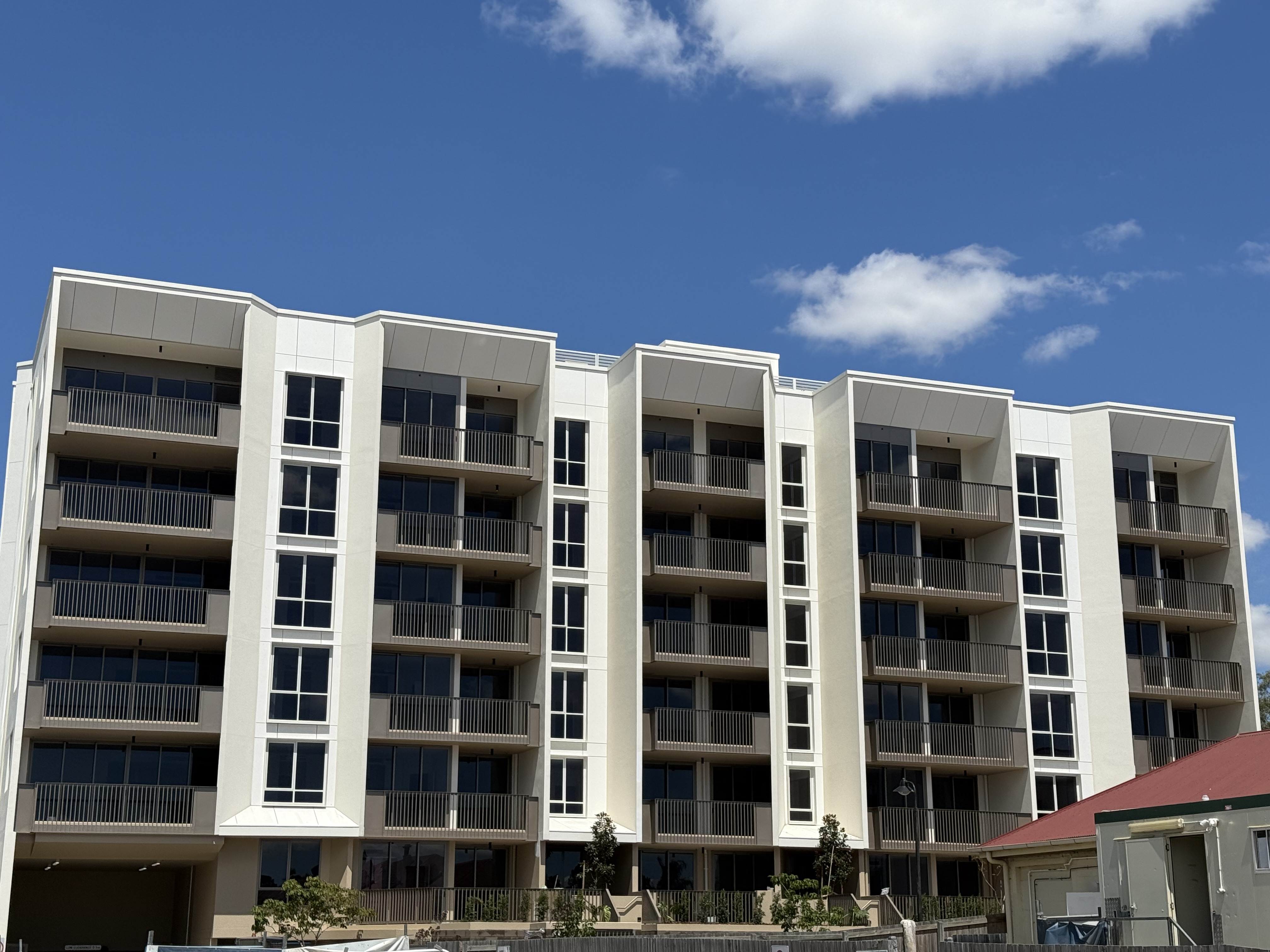 Multi-residential apartment building with aluminium balcony balustrades on every level