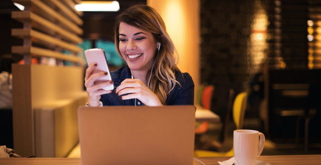Woman scrolling on her social media feed