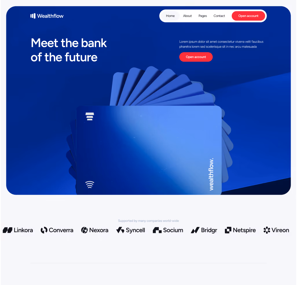 Wealthflow - Home V2 Hero Page - Bank Webflow Template | BRIX Template
