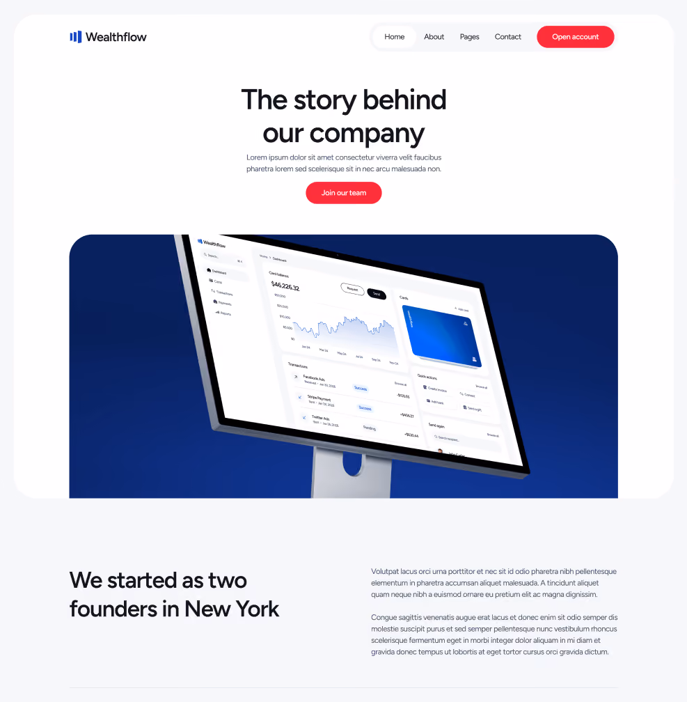 Wealthflow - About Main Page - Bank Webflow Template | BRIX Template