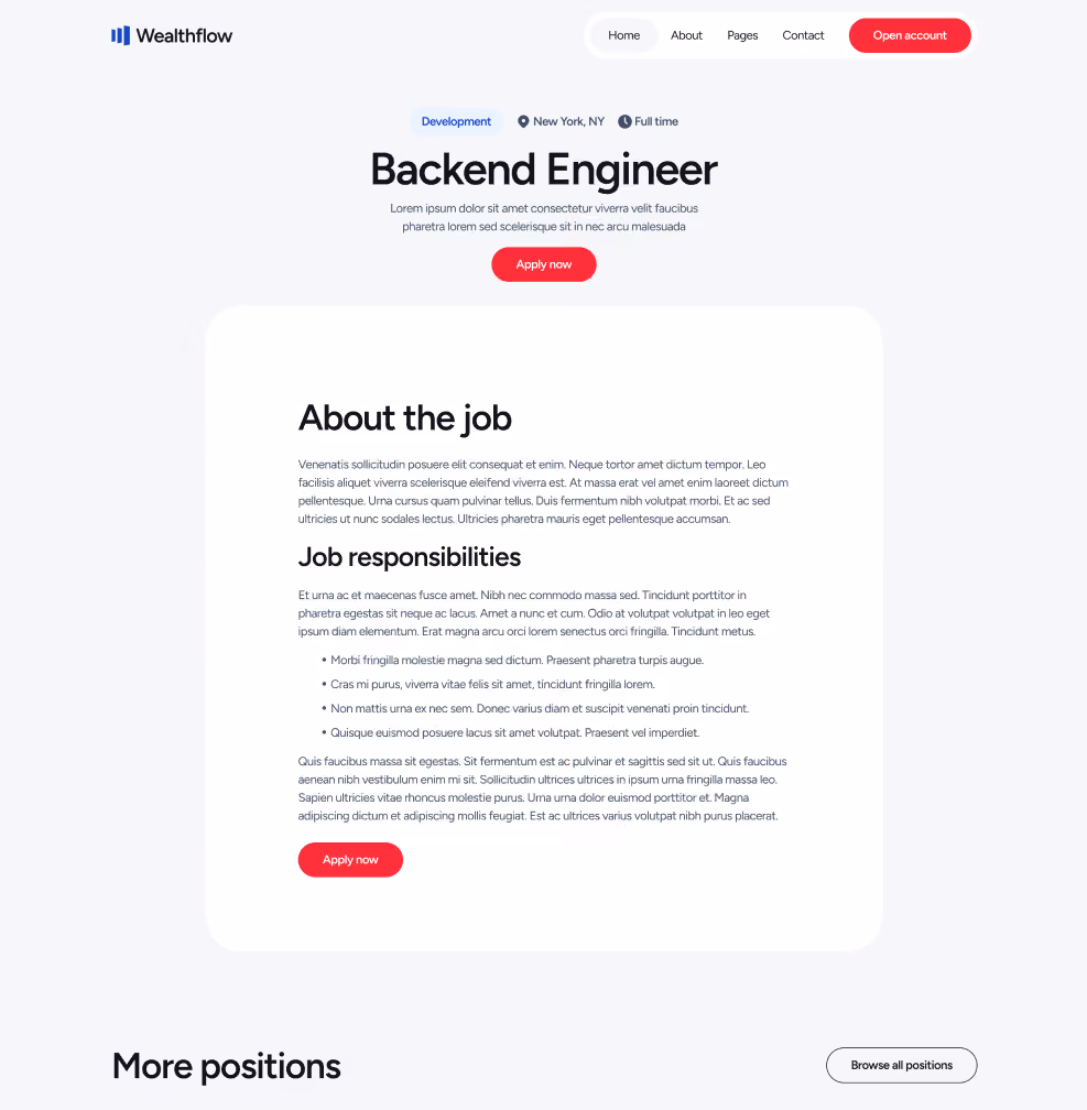 Wealthflow - Career Single Main Page - Bank Webflow Template | BRIX Template