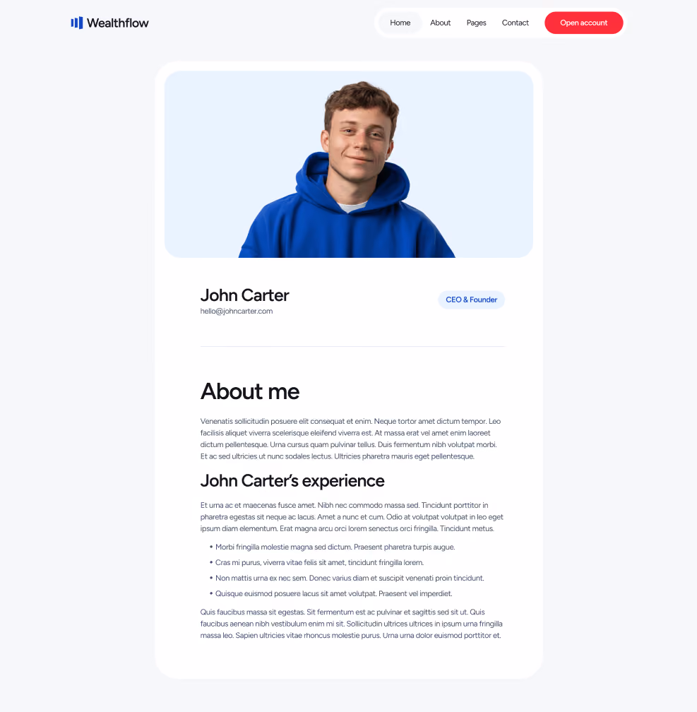 Wealthflow - Team Single Main Page - Bank Webflow Template | BRIX Template