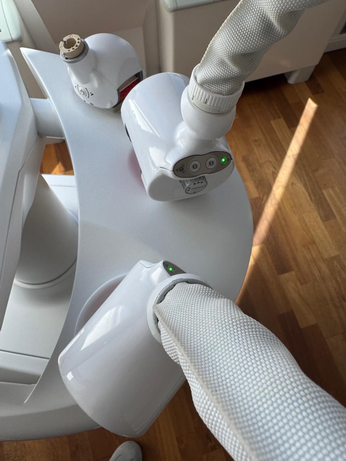 ICOONE Laser Beauty Robotwin treatment handpieces with integrated laser and LED technology