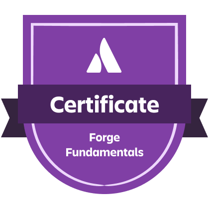 Purple shield badge with white Atlas logo labeled Certificate Forge Fundamentals.
