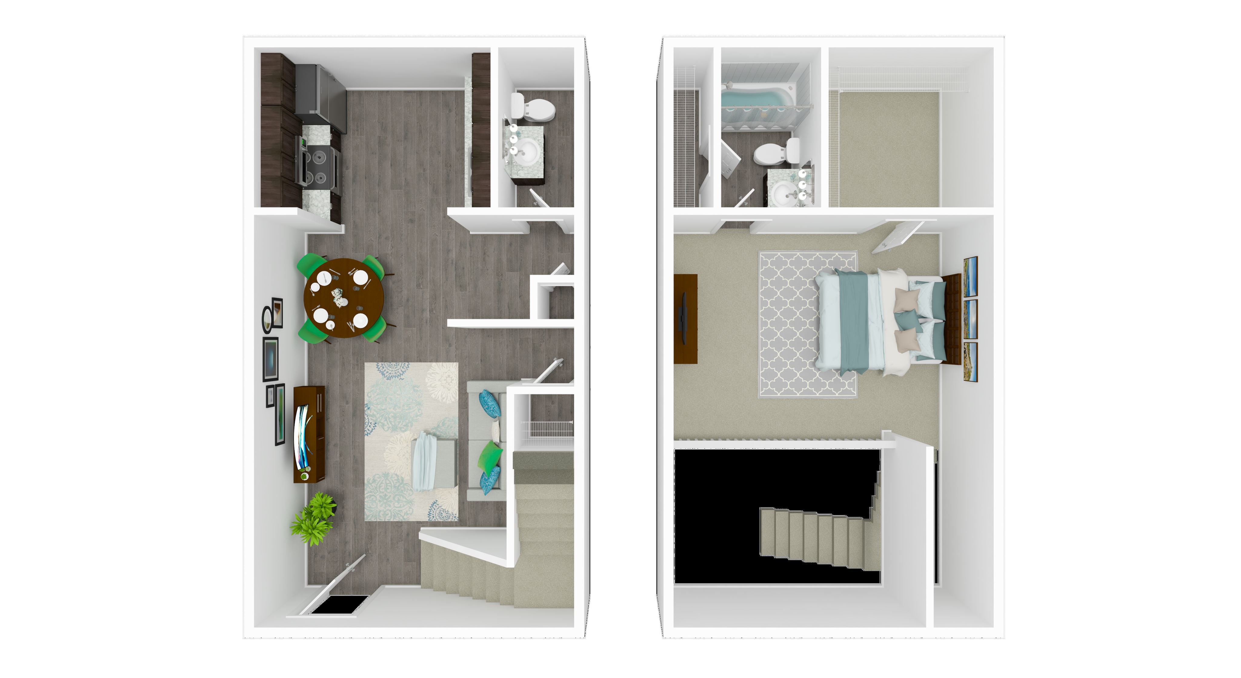 1 bedroom townhome floor plan layout at Ingleside Terrace