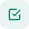 Green checkmark inside a rounded square with light green background.