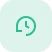 White clock with counterclockwise circular arrow on green rounded square background.