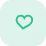 Green square button with rounded corners and a simple heart outline icon in the center.