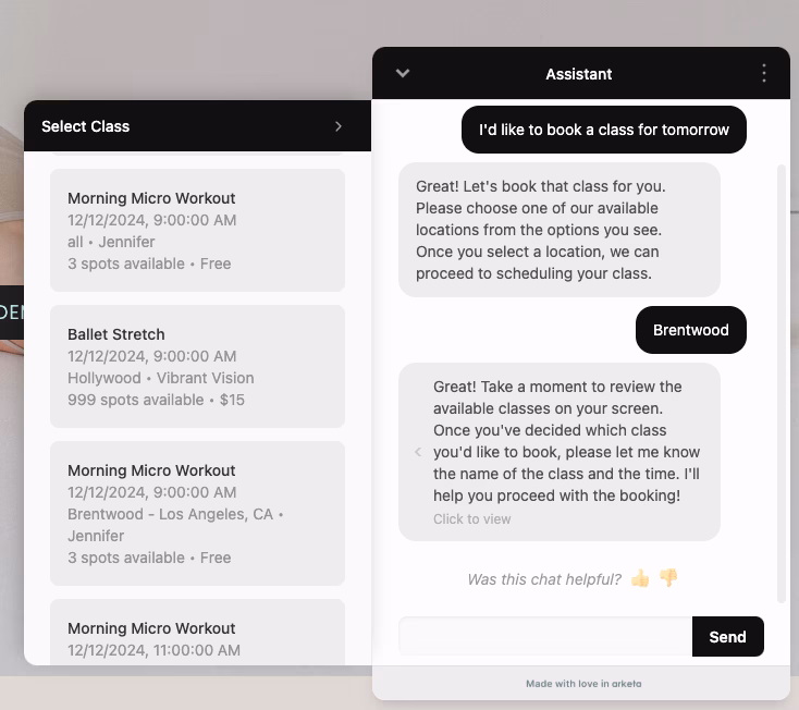 Arketa AI-powered chat